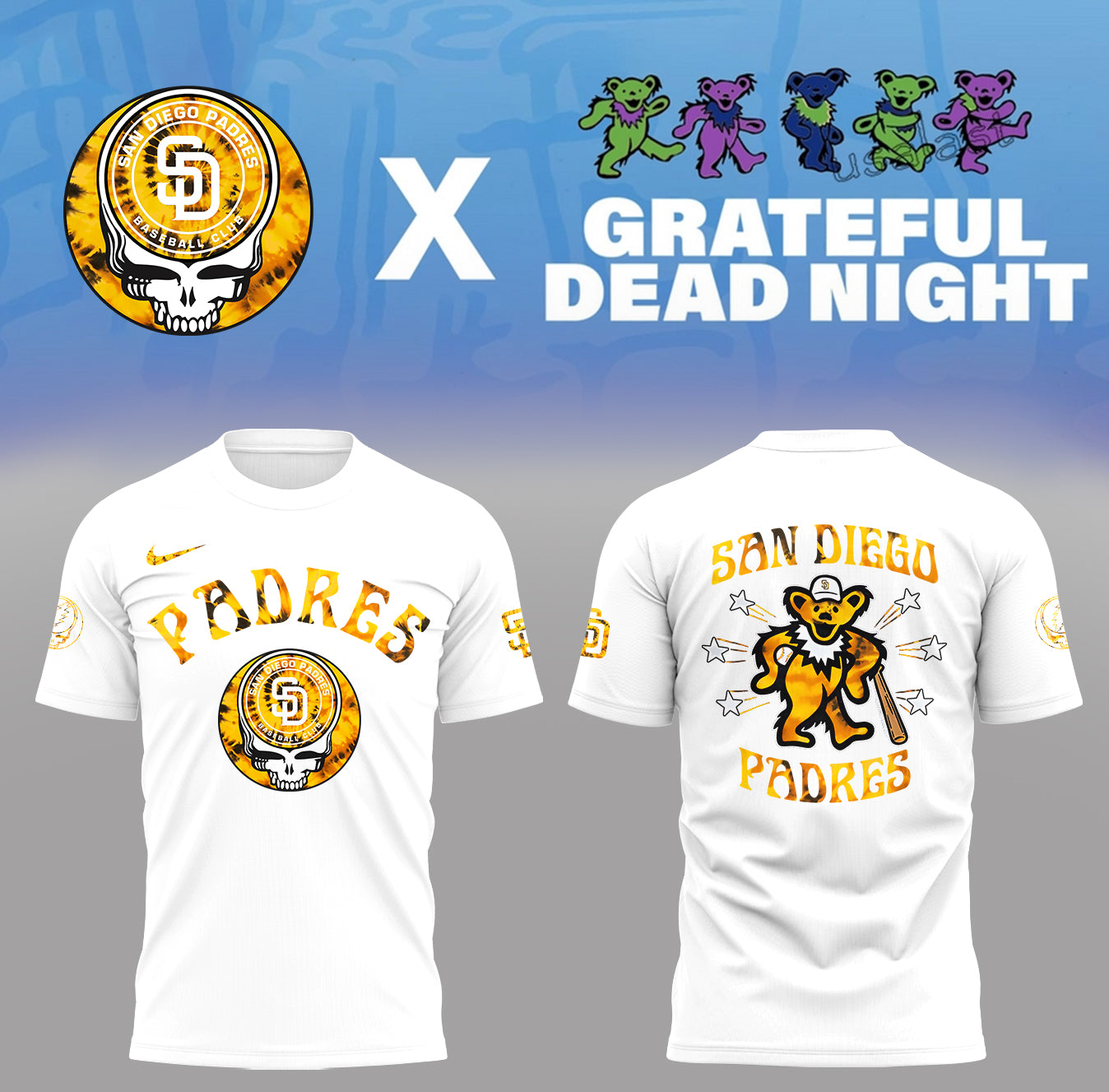 Limited Edition Baseball Grateful Dead Night White T-Shirt