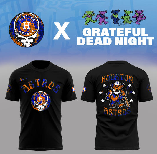 Limited Edition Astros Baseball Grateful Dead Night Black TShirt-PA070825020