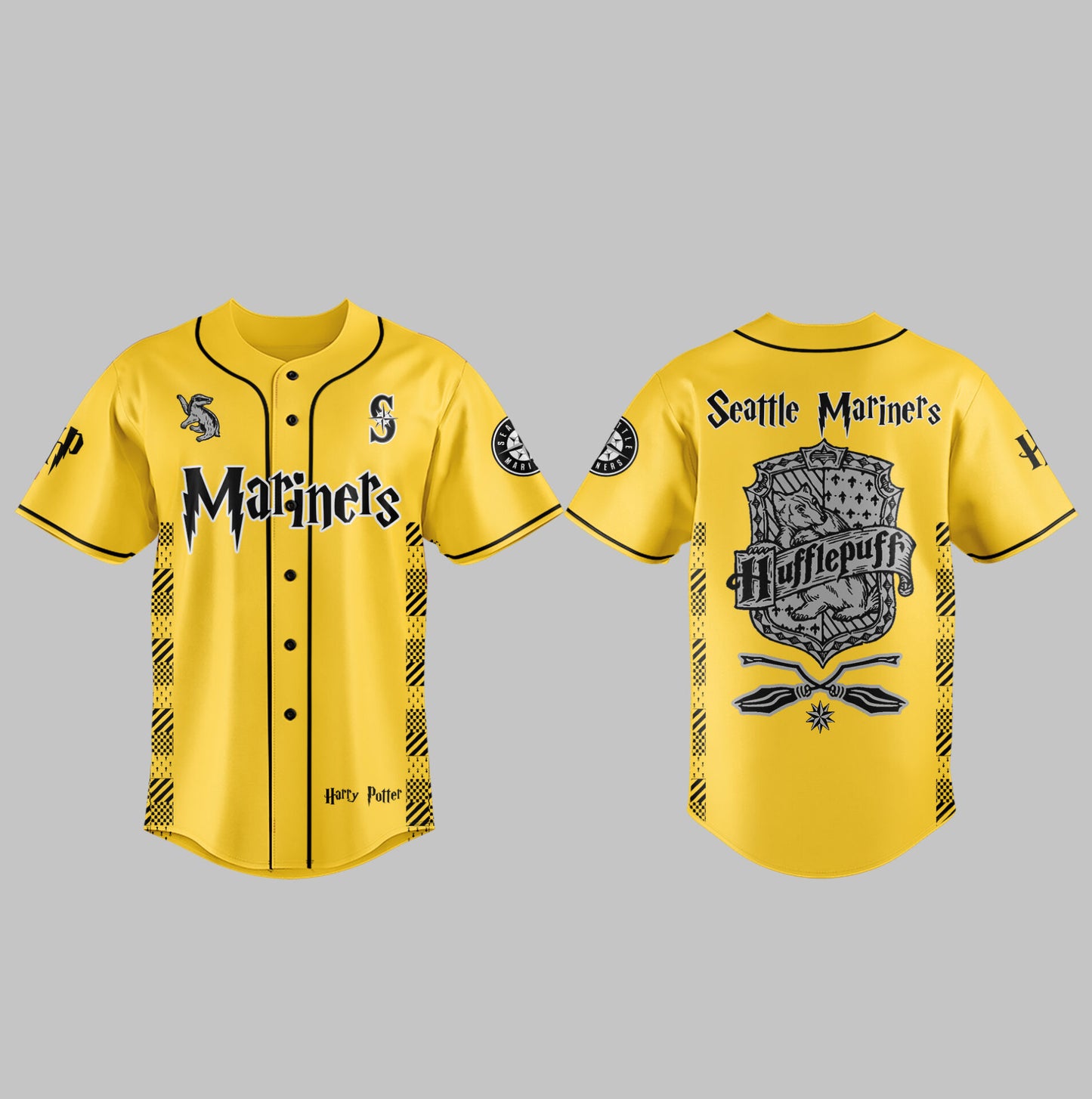 Seattle Mariners x Harry Potter Night Hufflepuff House Baseball Jersey-PAC04292543