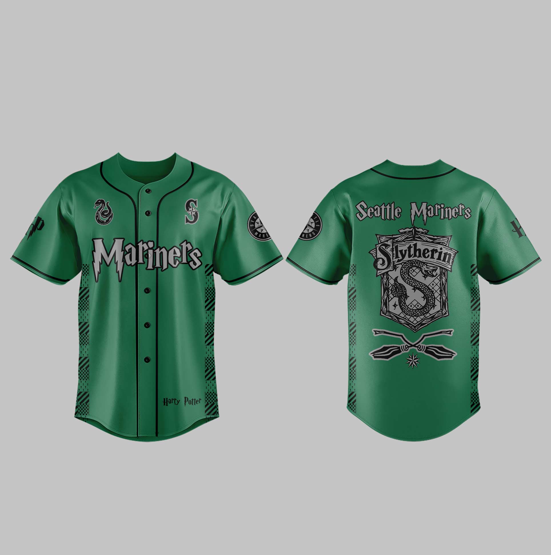 Seattle Mariners x Harry Potter Night Slytherin House Baseball Jersey-PAC04292547