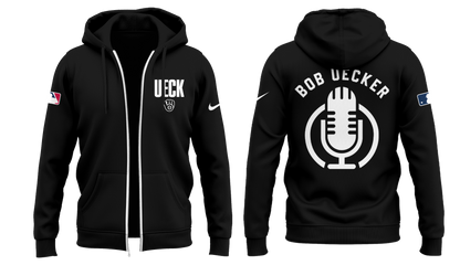 Honoring The Legend, Brewers Baseball Hall of Famer Bob Uecker Black Zip Hoodie-PU011725016