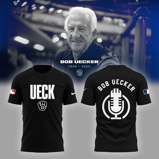 Honoring The Legend, Brewers Baseball Hall of Famer Bob Uecker Black TShirt -PU011725017