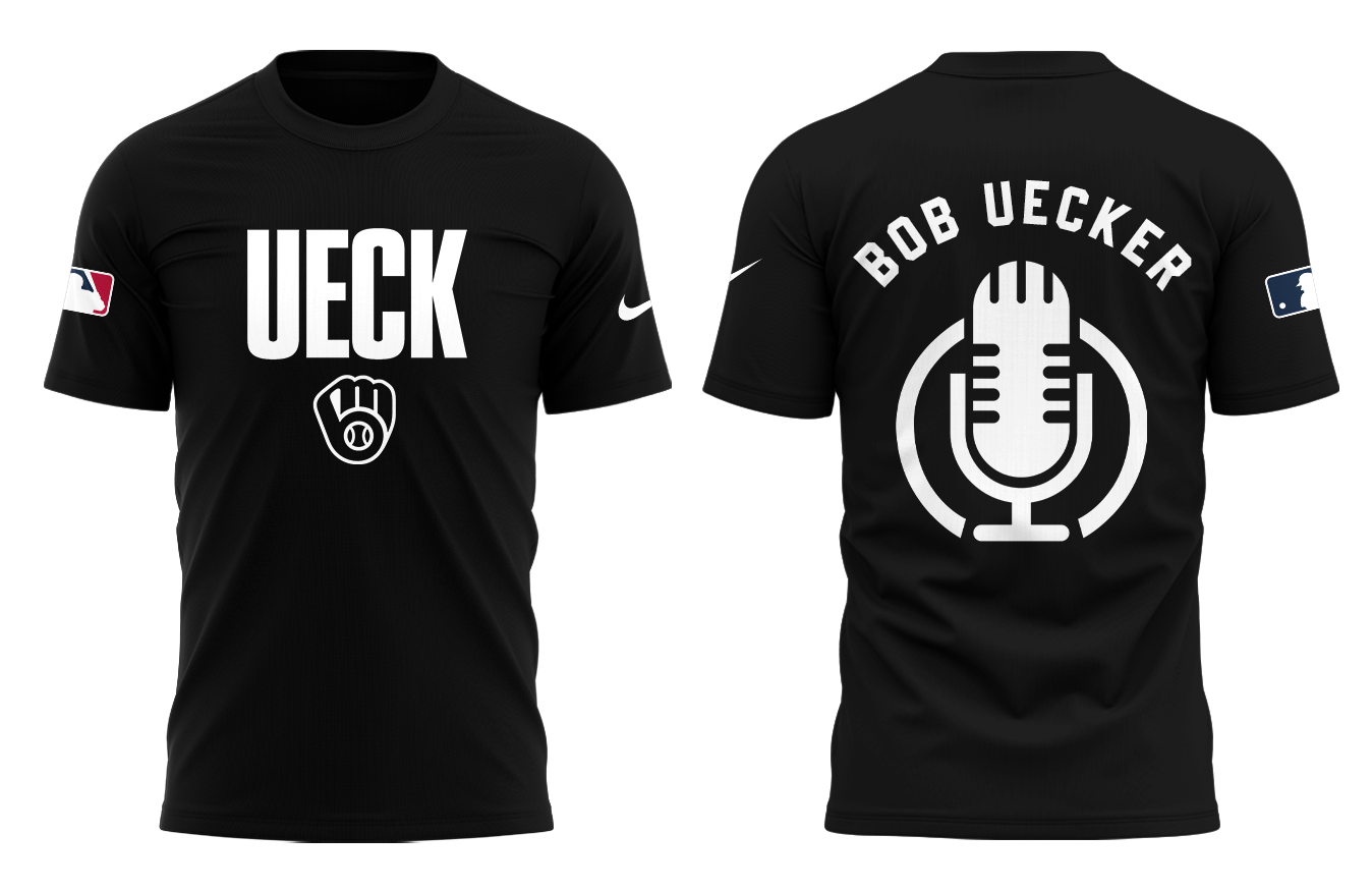 Honoring The Legend, Brewers Baseball Hall of Famer Bob Uecker Black TShirt -PU011725017