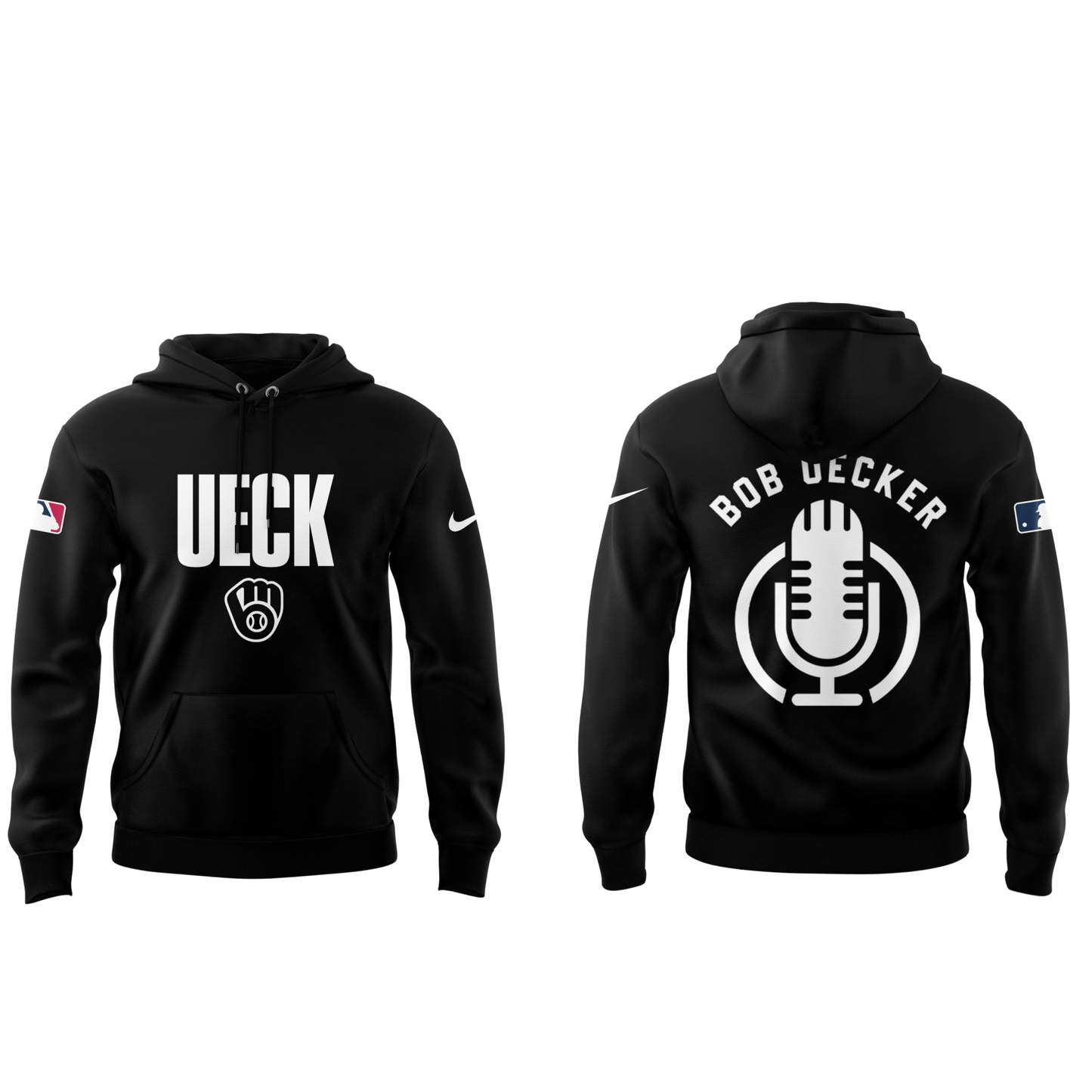 Honoring The Legend, Brewers Baseball Hall of Famer Bob Uecker Black Hoodie-PU011725019