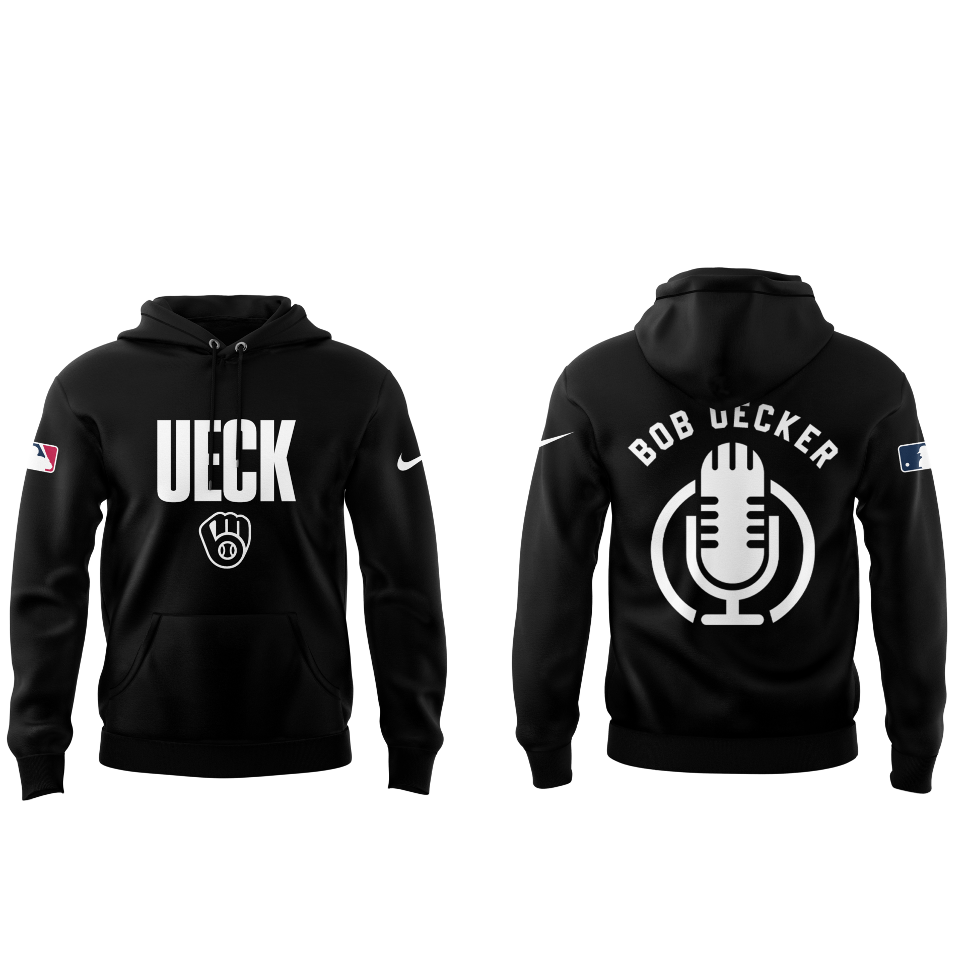 Honoring The Legend, Brewers Baseball Hall of Famer Bob Uecker Black Hoodie-PU011725019