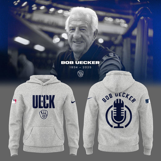 Honoring The Legend, Brewers Baseball Hall of Famer Bob Uecker Grey Hoodie-PU011725020