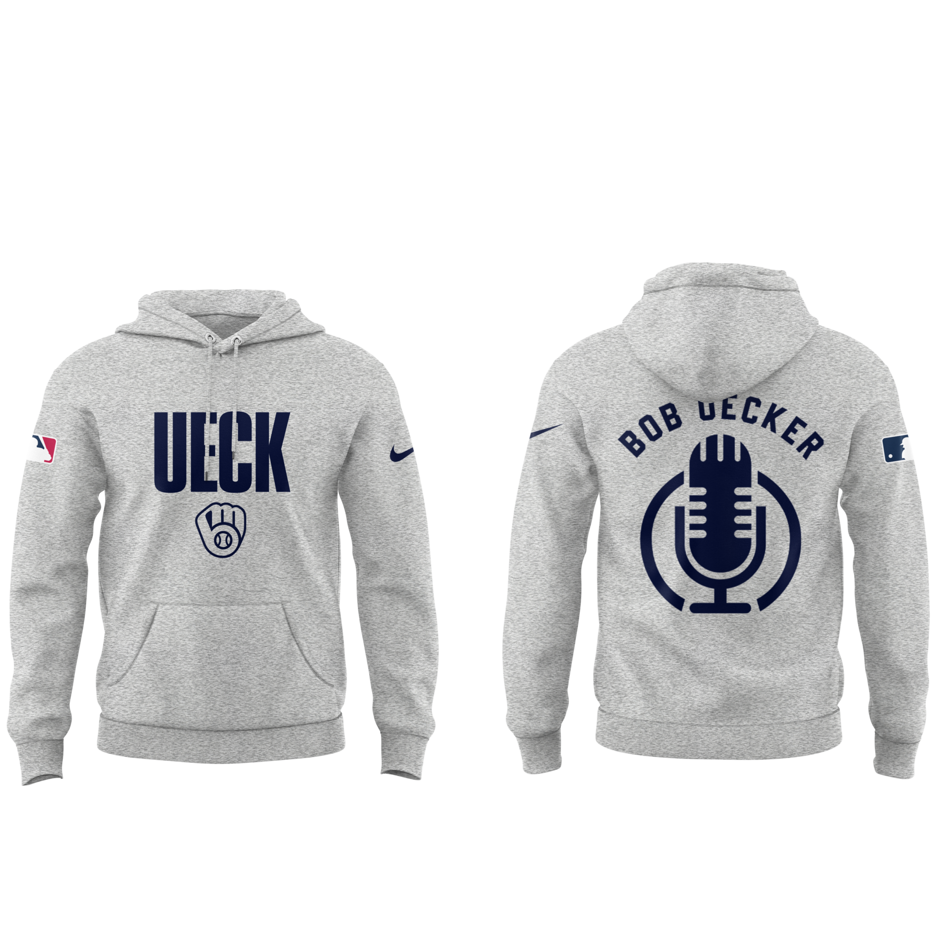 Honoring The Legend, Brewers Baseball Hall of Famer Bob Uecker Grey Hoodie-PU011725020