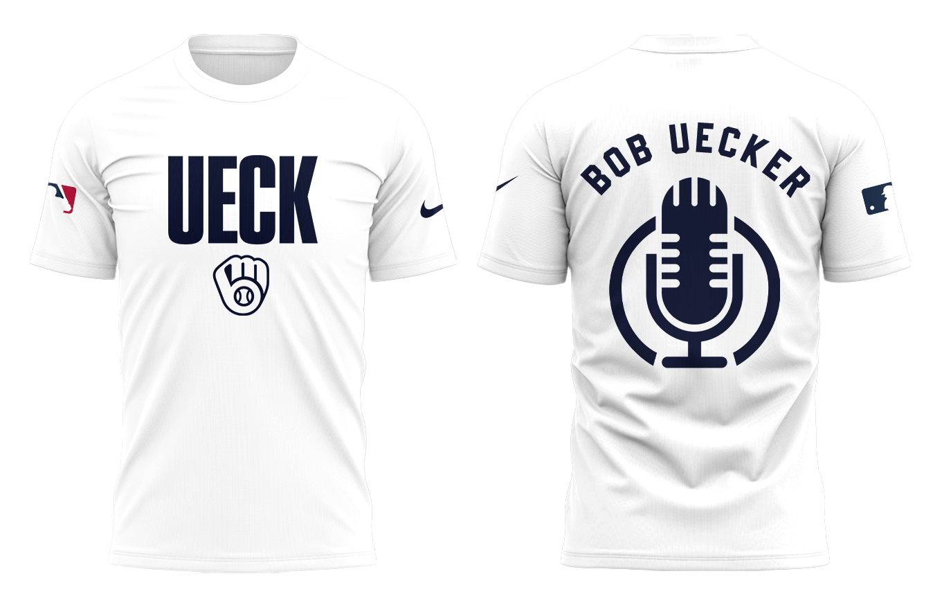 Honoring The Legend, Brewers Baseball Hall of Famer Bob Uecker White TShirt -PU011725024