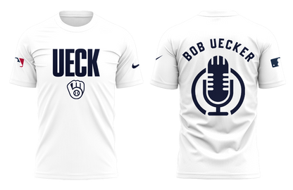 Honoring The Legend, Brewers Baseball Hall of Famer Bob Uecker White TShirt -PU011725024
