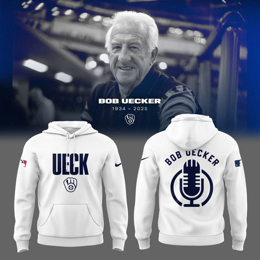 Honoring The Legend, Brewers Baseball Hall of Famer Bob Uecker White Hoodie-PU011725025