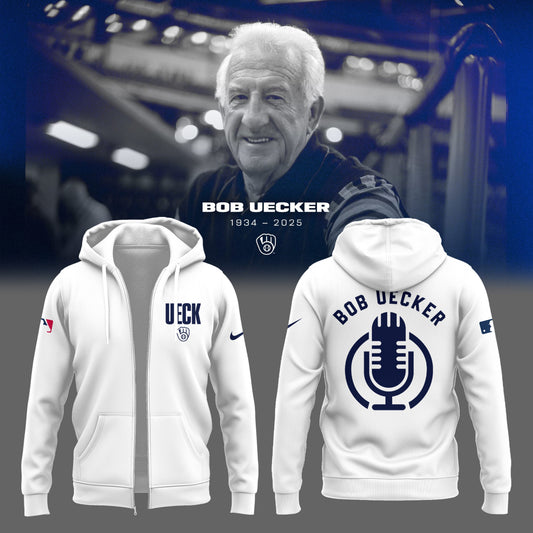 Honoring The Legend, Brewers Baseball Hall of Famer Bob Uecker White Zip Hoodie-PU011725026