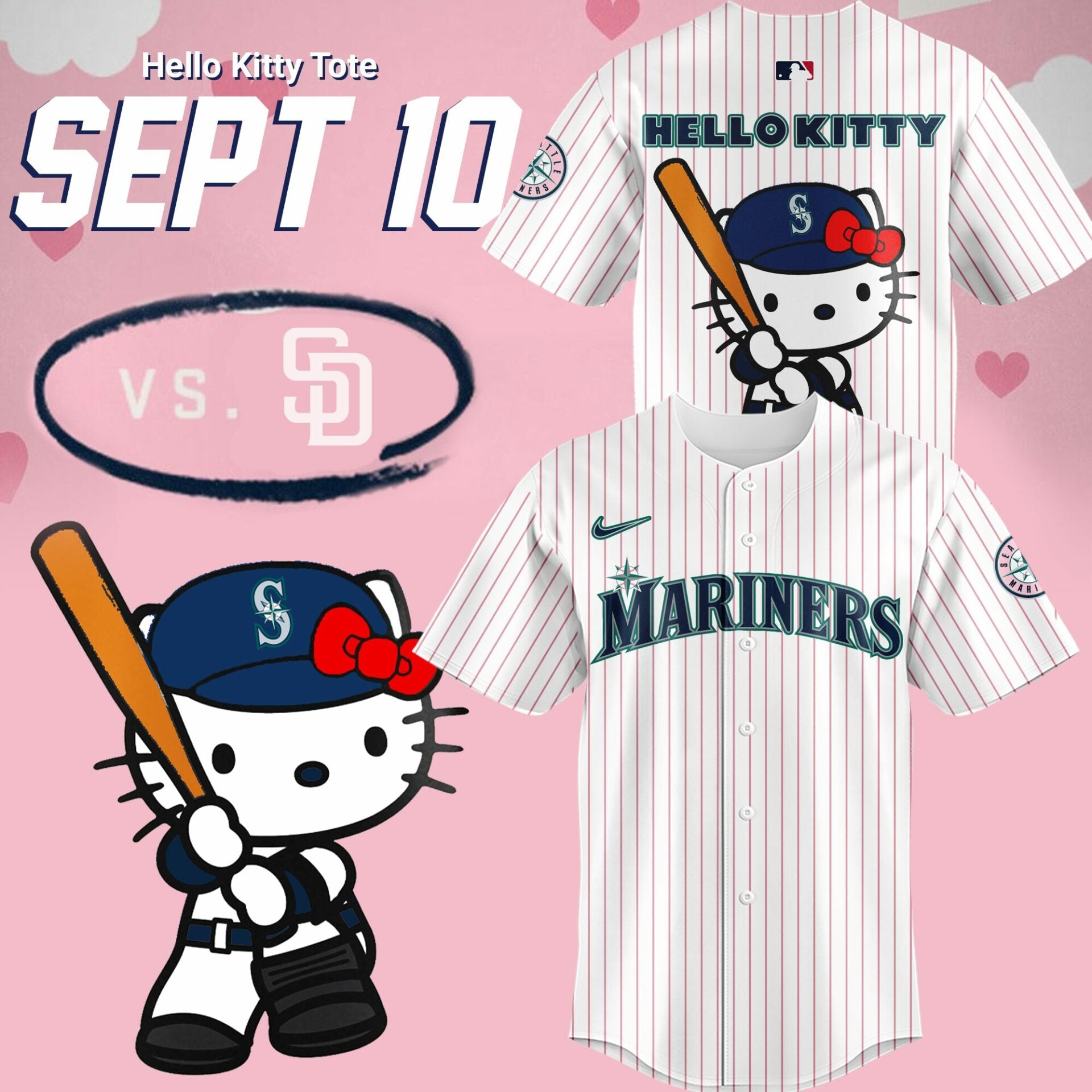 Limited Edition Hello Kitty Night September 10th Baseball Jersey-PU090824507