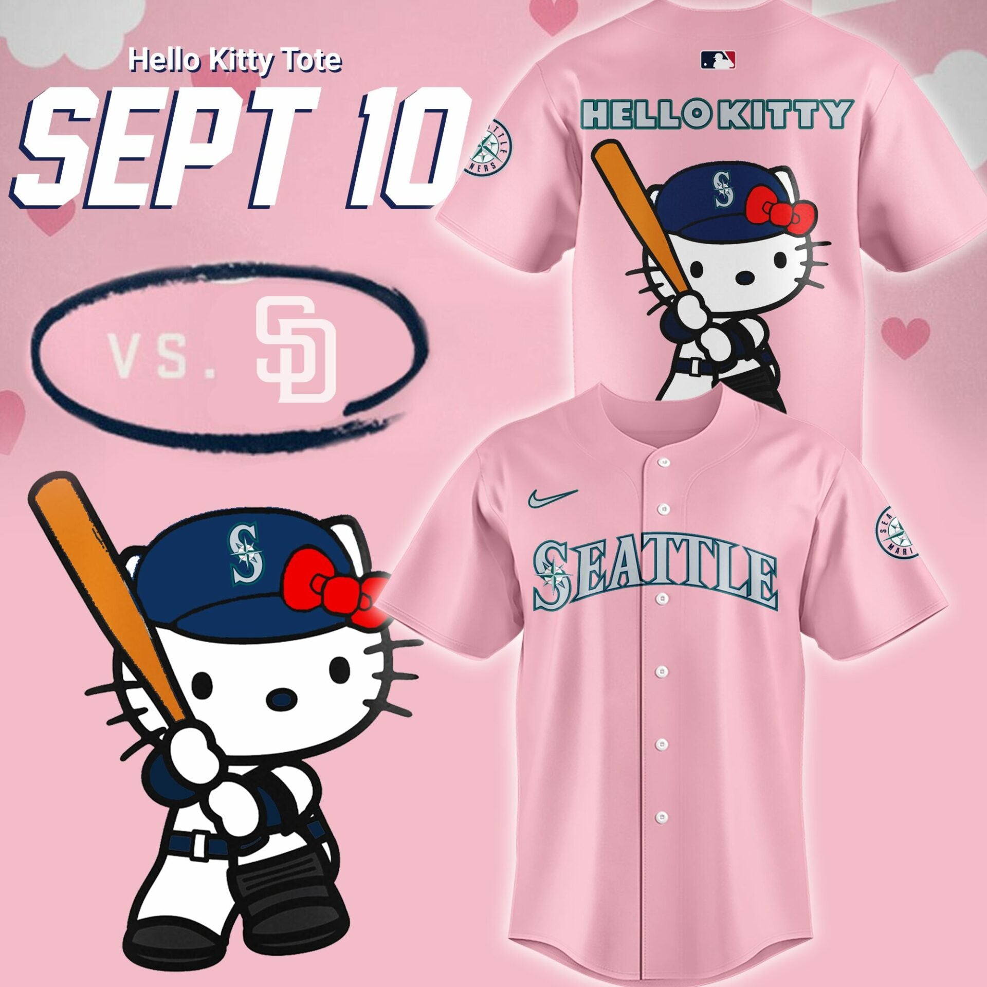 Limited Edition Hello Kitty Night September 10th Baseball Jersey-PU090824510