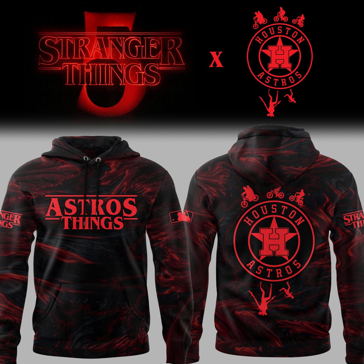 Limited Edition Astros Baseball Stranger Things Night Hoodie-PU25071711