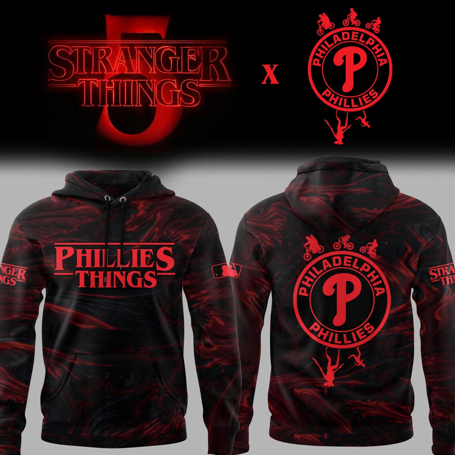 Limited Edition Phillies Baseball Stranger Things Night Hoodie-PU25071717