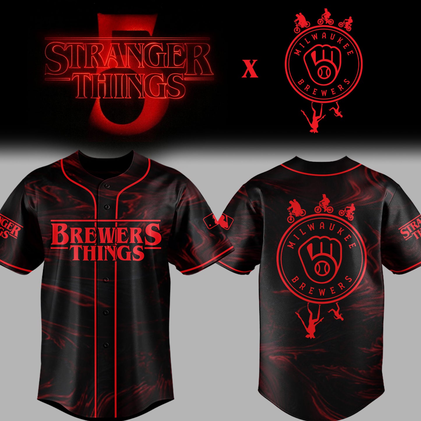 Limited Edition Brewers Baseball Stranger Things Night Jersey-PU25071719