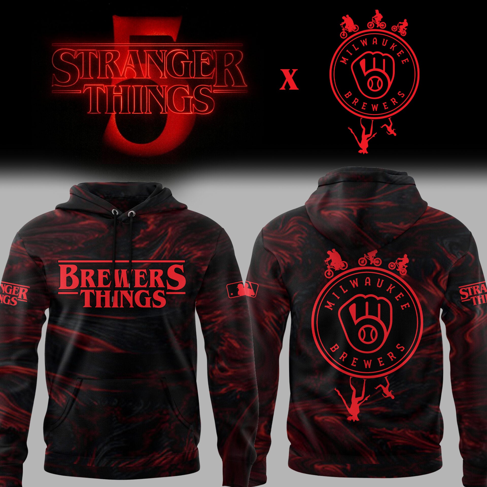 Limited Edition Brewers Baseball Stranger Things Night Hoodie-PU25071720