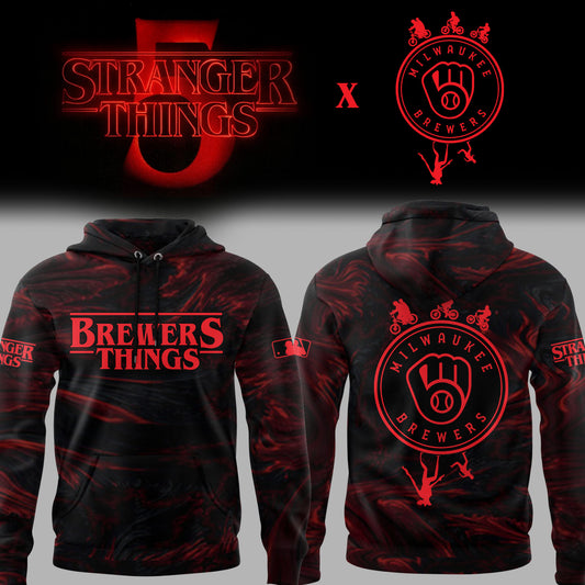 Limited Edition Brewers Baseball Stranger Things Night Hoodie-PU25071720