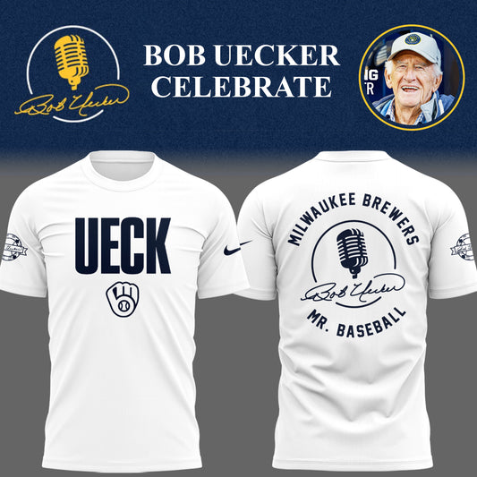 Limited Edition Brewers Baseball Honoring Mr. Baseball Bob Uecker Wh TShirt-PU25082424