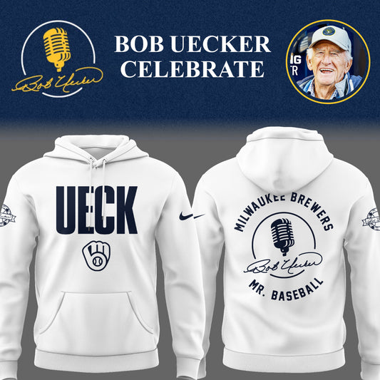 Limited Edition Brewers Baseball Honoring Mr. Baseball Bob Uecker Wh Hoodie-PU25082425