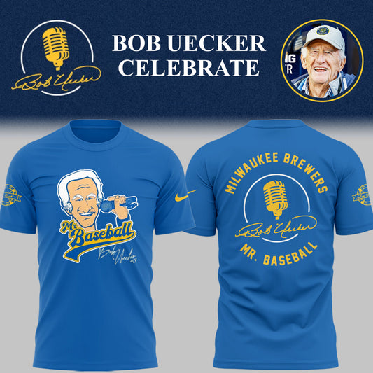 Limited Edition Brewers Baseball Honoring Mr. Baseball Bob Uecker TShirt-PU25082431