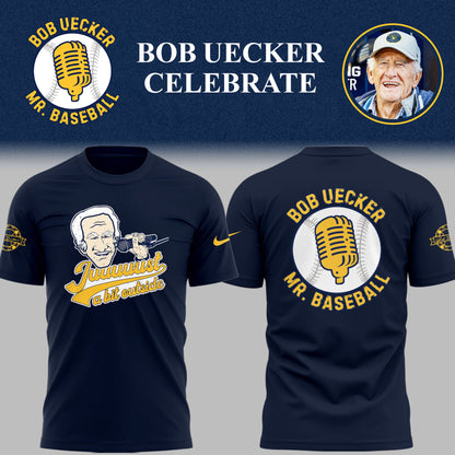 Limited Edition Brewers Baseball Honoring Mr. Baseball Bob Uecker TShirt-PU25082438