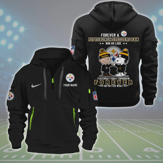 Pittsburgh Steelers Personalize Quarter Zip Hoodie, NFL Quarter Zip Hoodie, Custom Hoodie, Pittsburgh Steelers Shirt, Pittsburgh Steelers Hoodie QZH27