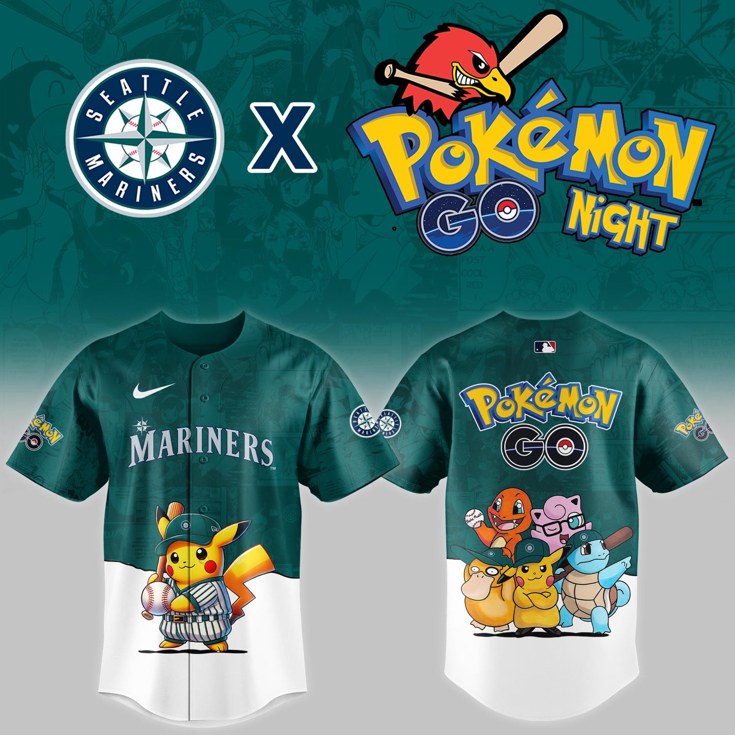 Seattle Mariners 2025 Pokémon GO Night Limited Jersey | FN38