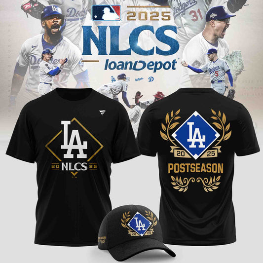 Los Angeles Dodgers Fanatics Black 2025 National League Division Series Champions Big &amp; Tall Locker Room T-Shirt