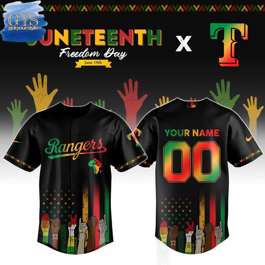 Texas Rangers MLB x Juneteenth Freedom Day Baseball Jersey - Gotyourstyle