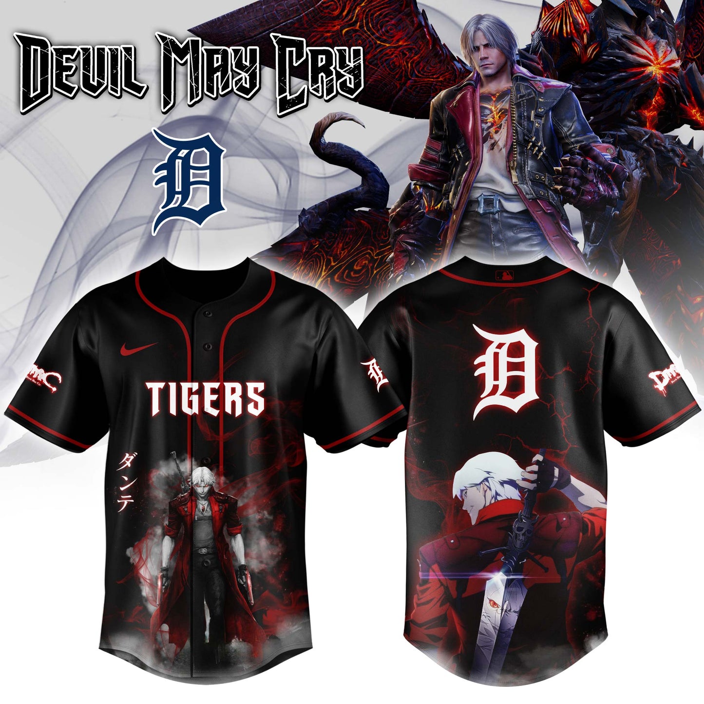Detroit Tigers x Dante Devil May Cry Baseball Jersey Game Night 2025 Editons Limited | DN19