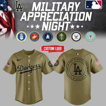 Limited Edition Dodgers x Military Appreciation Night Custom Logo 2025 Jersey