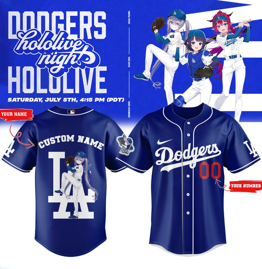 Los Angeles Dodgers Baseball Jersey - Hololive Night Biboo Jersey 2025 Custom Name and Number