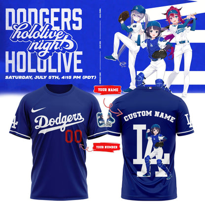 Los Angeles Dodgers Baseball T-Shirt - Hololive Night Ina’nis Shirts 2025 Custom Name and Number
