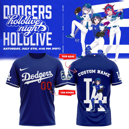 Los Angeles Dodgers Baseball T-Shirt - Hololive Night Ina’nis Shirts 2025 Custom Name and Number