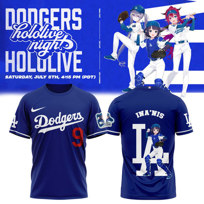 Los Angeles Dodgers Baseball T-Shirt - Hololive Night Ina’nis Shirts 2025