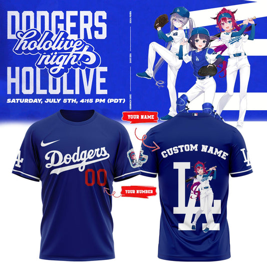 Los Angeles Dodgers Baseball T-Shirt - Hololive Night IRyS Shirts 2025 Custom Name and Number