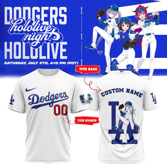 Los Angeles Dodgers Baseball T-Shirt - Hololive Night Biboo Shirts 2025 Custom Name and Number