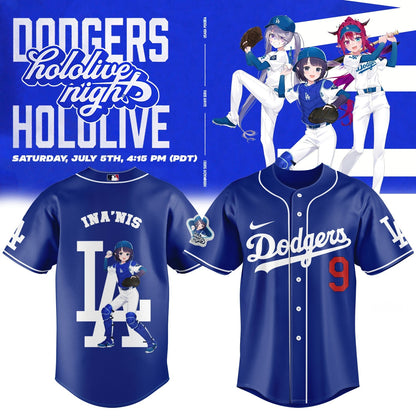 Los Angeles Dodgers Baseball Jersey - Hololive Night Ina’nis Jersey 2025
