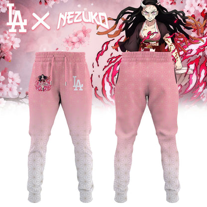 LA Dodgers vs Demon Slayer Kamado Nezuko Baseball Jersey