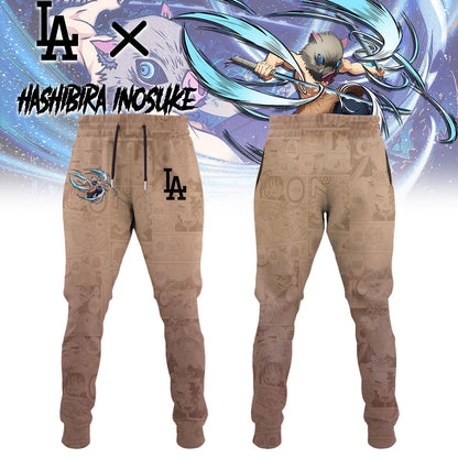 LA Dodgers vs Demon Slayer Hashibira Inosuke T-Shirt