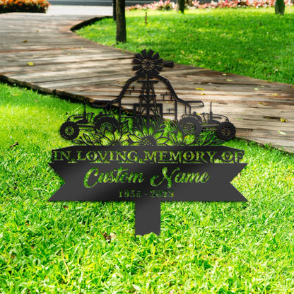 Personalized Farming with flower farmer Memorial Stake, Metal Stake, Sympathy Sign, Grave Marker, Remembrance Stake