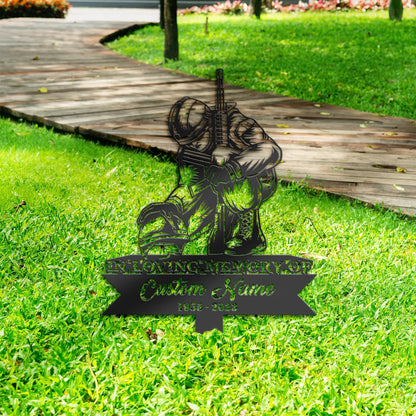 Personalized Fallen Soldier army veteran Memorial Stake, Metal Stake, Sympathy Sign, Grave Marker, Remembrance Stake