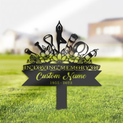 Personalized Yoga teacher meditation Memorial Stake, Metal Stake, Sympathy Sign, Grave Marker, Remembrance Stake