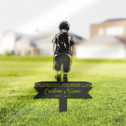 Personalized Sad boy Memorial Stake, Metal Stake, Sympathy Sign, Grave Marker, Remembrance Stake