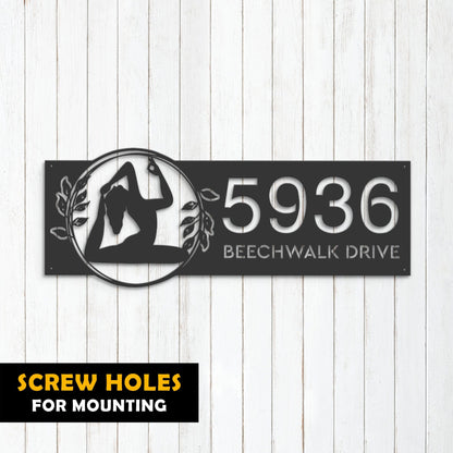 Personalized Yoga Meditation Metal Address Sign Custom House number Hanging Address Plaque Yard Sign, Outdoor Garden Stake