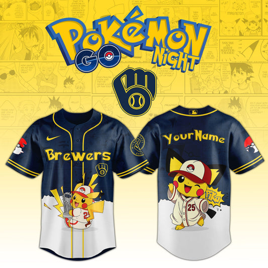 Milwaukee Brewers V2 × Pokémon GO Night 2025 Limited Edition Jersey