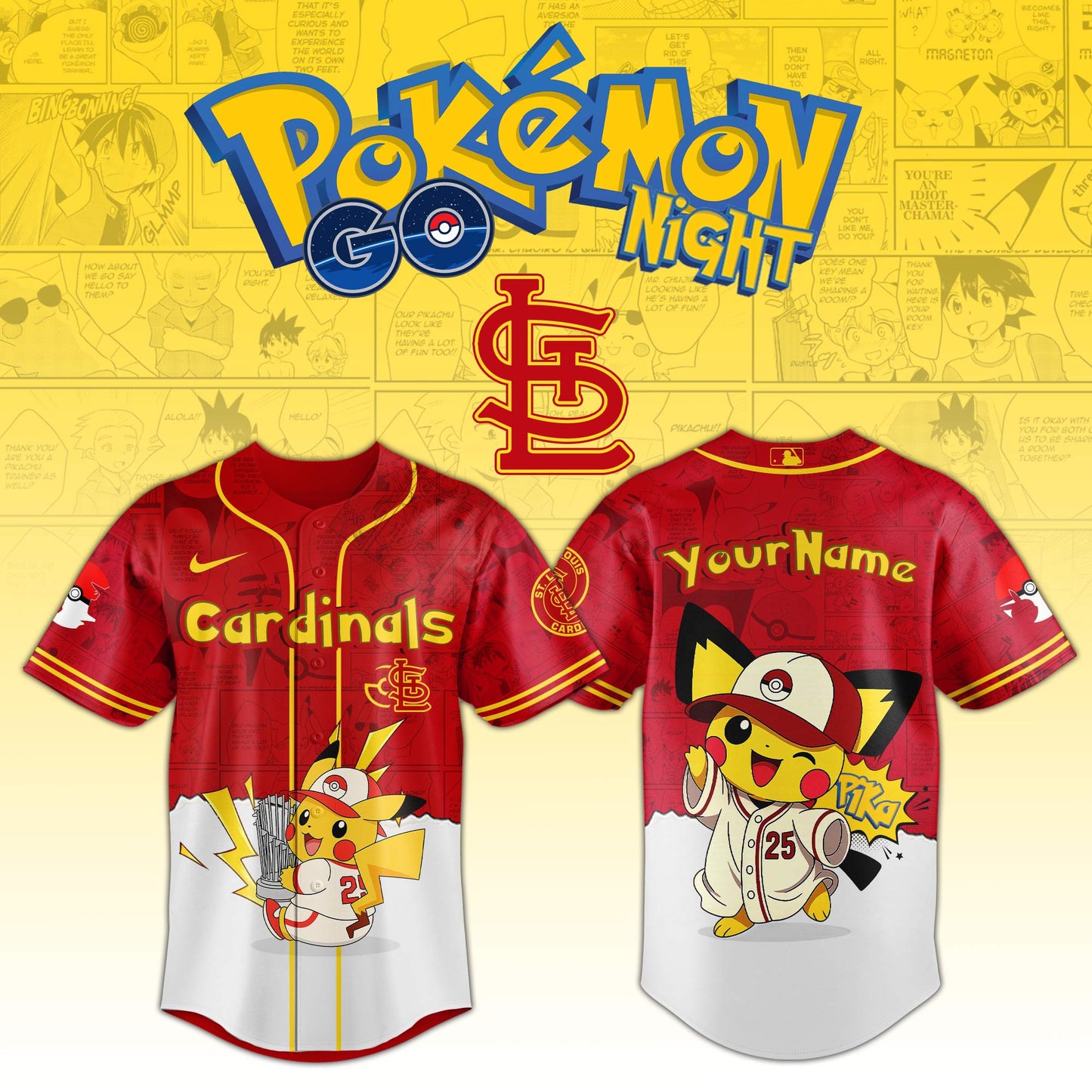 St Louis Cardinals V2 × Pokémon GO Night 2025 Limited Edition Jersey
