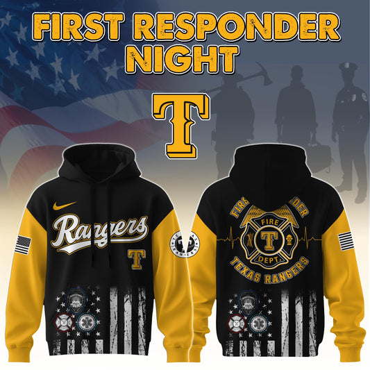 .  Texas Rangers MLB x First Responders Night Hoodie Limited Edition