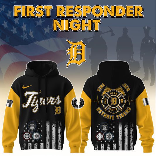 .  Detroit Tigers MLB x MLB x First Responders Night Hoodie Limited Edition